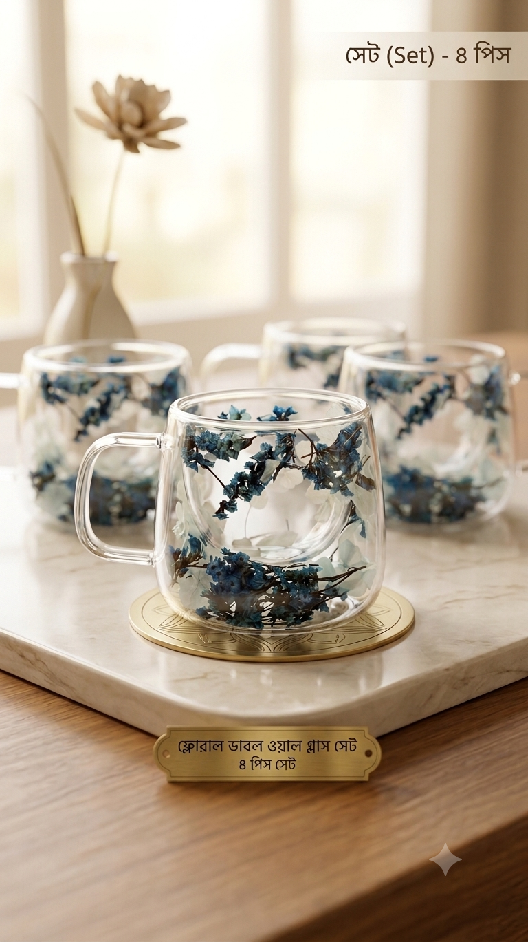 Floral Mirage Premium (4pcs)Cup Set